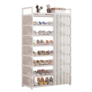 7 Layer Dustproof Shoe Rack Galvanized Steel Pipe + Oxford Fabric Shoe Storage Rack for Entryway,Closets,Bedroom