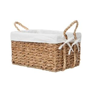 Eco-Friendly Seagrass Water Hyacinth Square Storage Box Handle Vintage Cute Style Multifunction for Stationery Remote Control