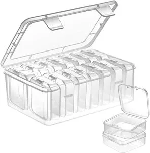 Small Bead Organizers15 Pieces Plastic Storage Cases Mini Clear Bead Storage Containers Transparent Boxes with Hinged Lid