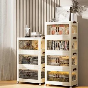Household Thickening Clear Foldable Container Collapsible Plastic Storage Bins Double Doors Folding Storage Box