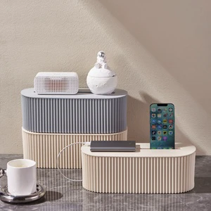MONR Cable Management Box Stackable Storage Organizer With Lid, Wire Hider For Home Office Desktop, Space Saving Cord Concealer