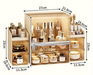 Custom Large Clear PET Makeup Organizer Cosmetic Storage Box for Skin Care Lipstick Bedroom and Bathroom Storage Container