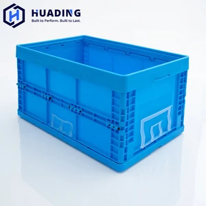 HUADING 600*400*320mm Recyclable PP Plastic Crates Storage Folding Boxes for Food Storage