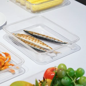 Factory Direct Square Food Storage Tray Durable Shatter Resistant PC Material Stackable Bottled for Home Pantry Storage