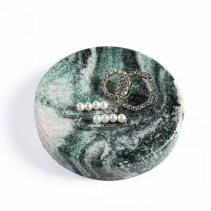 Beautiful Modern Marble Decorative Stone Round Tray with Customizable Design for Wedding Cosmetic Storage