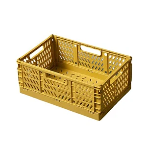 Household Foldable Snack Stationery Cosmetics Fruit Organization Storage Organizer Desktop Folding PP Storage Basket Box