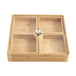 Cheap Multi Compartments Snack Storage Container Sectional Tray Wooden Candy Tray Dried Fruit Box for Candy/Dry Fruit/Nuts