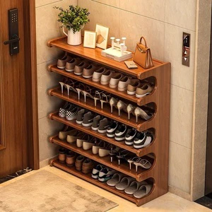 6-tier Bamboo Shoe Rack Simple Multi-layer Dustproof Wide Narrow Doorway Indoor Outdoor Household Storage