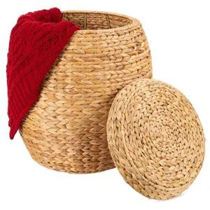 Modern Handwoven Brown Eco-Friendly Circle Rattan Storage Basket with Flexible Design for Living Room Bedroom Organizer
