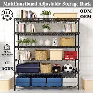 Storage Organizer 6-Layer Load 75kg Per Layer Carbon Steel Racks Light Duty Durable for Bathroom Kitchen & Living Room