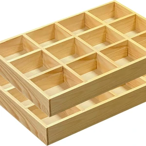 High Quality Modern Stylish Portable Wooden Single Tier Rectangle Multifunction Desk Display Tray Compartments Jewelry Sundries