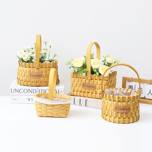 Wholesale Handmade Wicker Basket Popular Home Decoration Baskets Pastoral Style Rattan Woven Flower Basket