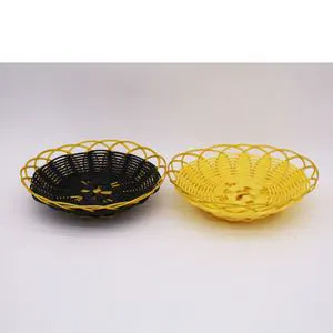 Wholesale Cheap Washable Poly Rattan Wicker Woven Fruit Basket Plastic Food Basket for Home