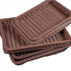 Hot Selling Hand Woven Plastic Rattan Storage Wicker Basket Household Rattan Wicker Woven Gift Storage Basketket