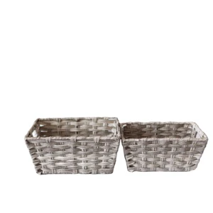 Poly Rattan Basket Plastic Pantry Woven Wicker Storage Basket Retro Style Basket