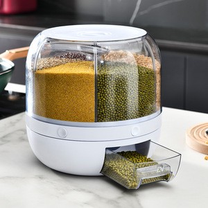 Rotary Barrel Plastic Grain Container - Sealed Rice Dispenser with Rotate Design for Cereal, Grains & Dry Food, Airtight Storage
