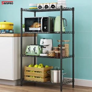 SANIPRO Multipurpose Carbon Steel Rack Metal Wire Shelf Kitchen Storage Holders for Organizer, Bathroom Balcony Shelving