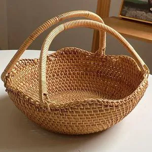 God Grace Overseas Wood Flower Basket Handmade Wicker Planter Handle Woven Storage Home Wedding Garden Decoration Customized