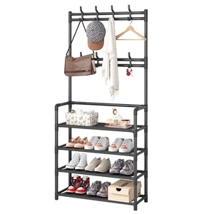 Household Multi-layer Shoe Rack Hanger Hat Rack Three-in-one Storage Shelf Multi Function Cloth Rack