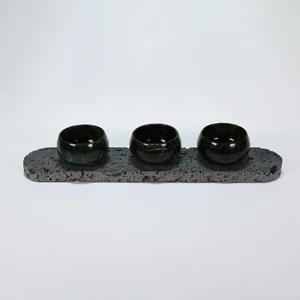 Luxury Volcanic Rock Storage Tray Modern Square Stone Decorative Piece for Living Room Dining Room Entrance-Handicraft Home