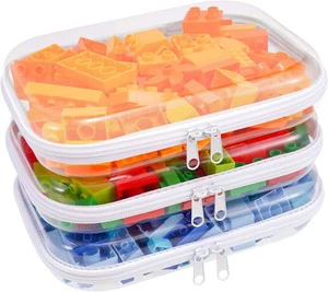 Clear Hard Plastic Zipper Case Transparent Double Zippers Hard Pouch Portable Travel Organizer Bin for Toy Storage