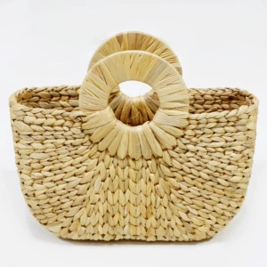 Artex Dong Thap Vietnam Handmade Seagrass Rope Storage Basket Water Hyacinth Braided Woven Handbag Model SD1434A-1NA Direct