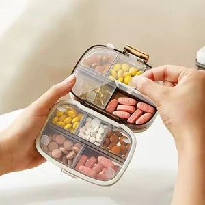 Portable Rectangular Plastic Medicine Storage Box with Removable Bottles for Travel Medication Management