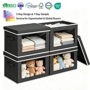 Modern Non-Woven Fabric Storage Box With PP Board PVC Window Folding Design 20-35L Capacity Convenient Clothes Organizer