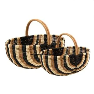 Wholesale Handmade Rattan Woven Basket Excellent Quality High Material Geometric Shape Durable Rattan Basket Sets 2