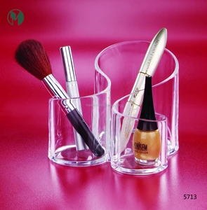 clear 100% Acrylic Brush Holder / Makeup Organizer / Beauty Storage Tray with Dividers
