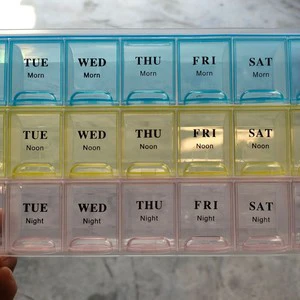 Portable 7 Days 21 Grids Organizer Pill Box Cases Large Compartments for Vitamins Fish Oils Travel Plastic Storage Bins Boxes