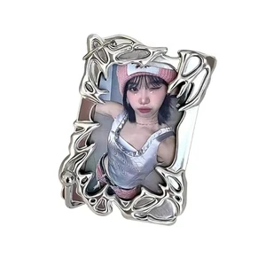 Home Decor Supplies Irregular Photo Card Holder and Storage Box Electroplating Plastic Photo Frame Stand