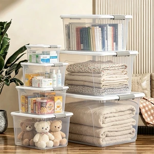 BW6601 Extra Large Transparent Plastic Storage Box & Bins Modern Injection-Molded Multifunction Toy Clothes Organizer Wholesale