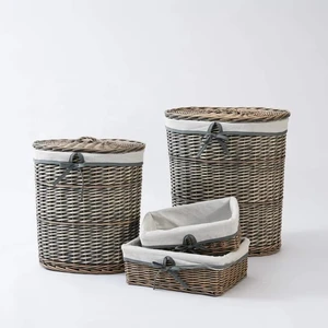JY Luxury Handmade Wicker Circle Basket-Modern Farmhouse Style Fruit Food Storage Laundry Storage Eco-Friendly Willow Woven