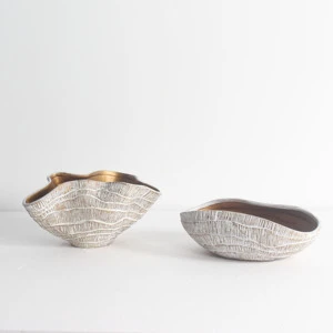 Mid Century Modern Eco-Friendly Recyclable Textured Handmade Ceramic Waterproof Customized Color Fruits Storage Home Decoration