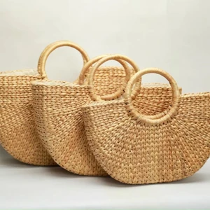 Light Brown Hyacinth Rattan Handmade Straw Wicker Basket Flower Decor Holiday Decoration TUYET DUNG WHB11 Made in Vietnam