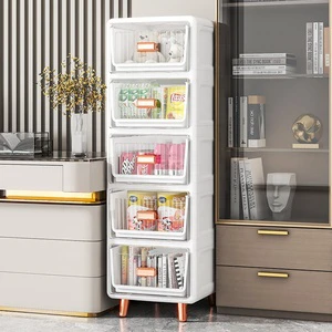 35CM 3-6 Layer Living Room Transparent Plastic Storage Organizer Box Multi-functional Save Space Plastic Storage Cabinet