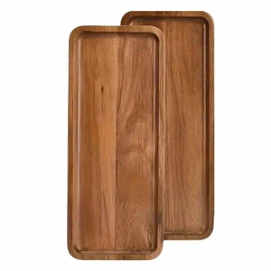 Customizable Size Modern Polished Wooden Party Tea Set Tray Plate Dish Storage Tray for Kitchen Living Room Dishwasher Safe