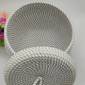 Environmentally Friendly Cotton Rope Woven Basket for Desktop Storage