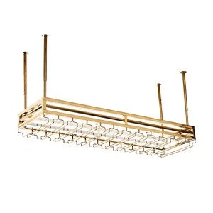Hot Sale Under Cabinet Stemware Wine Glass Rack Holder Stainless Steel Storage Hanger Metal Organizer Rack for Bar Kitchen
