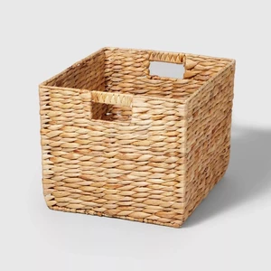 Essentials Water Hyacinth Rectangular Decorative Storage Baskets with Handles Water Hyacinth Basket