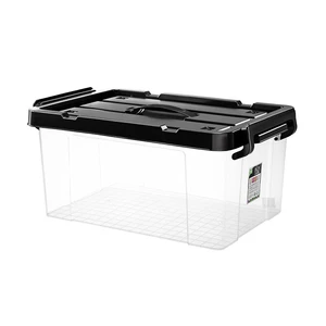 Various Sizes High Quality PP Injection-Molded Rectangle Transparent Plastic Box Organizer Storage with Black Lid