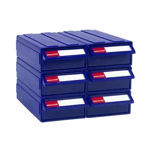 Leadloong F1 All Blue Color 6pcs Three-Layer Classic Plastic Storage Box 80*95*50MM/7*3.7*2 Inch Small Parts Organizer