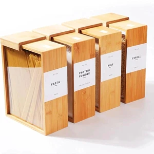 Kitchen Food Container Bamboo Plastic Cereal Container With Lid 3L Storage Dispenser For Cereal, Rice, Flour, Snack, Candy