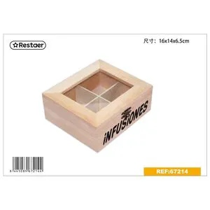 16x14x6.5cm Wooden Decorative Storage Box with Glass Window for Gift and Display