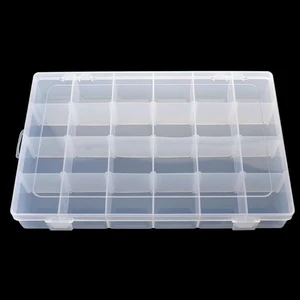 24 Grids Large Plastic Storage Box with Adjustable Dividers Clear Plastic Organizer