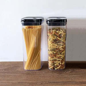 Tall Plastic Pasta Storage Container with Airtight Lid Top Canister Jar for Spaghetti Linguine Noodle Coffee Bean Box