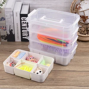 29651 Stackable Plastic Storage Bins With Handle Craft And Tackle Storage Box For Artwork Beads And Sewing Supplies