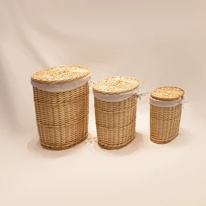 JY Wicker Round Shape Handmade Eco-Friendly Bathroom Laundry Basket Straw Rope Woven Seagrass Storage Basket