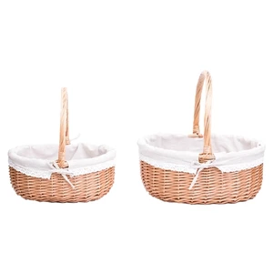 Brown Wicker Stackable Basket With Handle, Willow Rattan Basket in Vietnam Wholesale